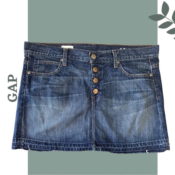 Gap 1969 Denim Mini Skirt Button Front 5 Pocket  Construction Size 31 Size 12 - Picture 1 of 5